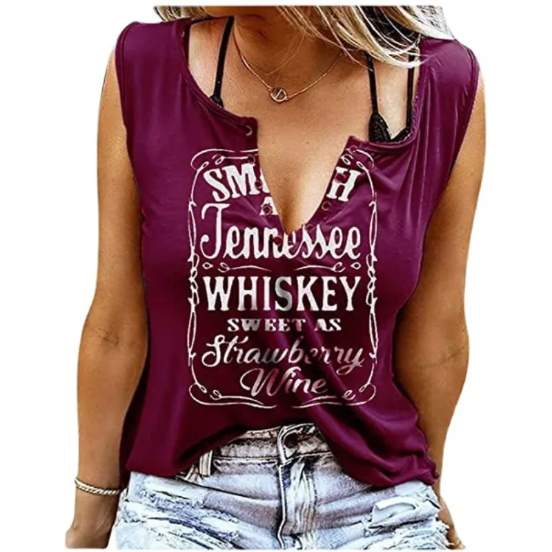 Canwedance موضة تي شيرت المرأة المطبوعة أكمام تانك القمم الخامس الرقبة المتضخم القمصان القطن محبوك تي شيرت #4