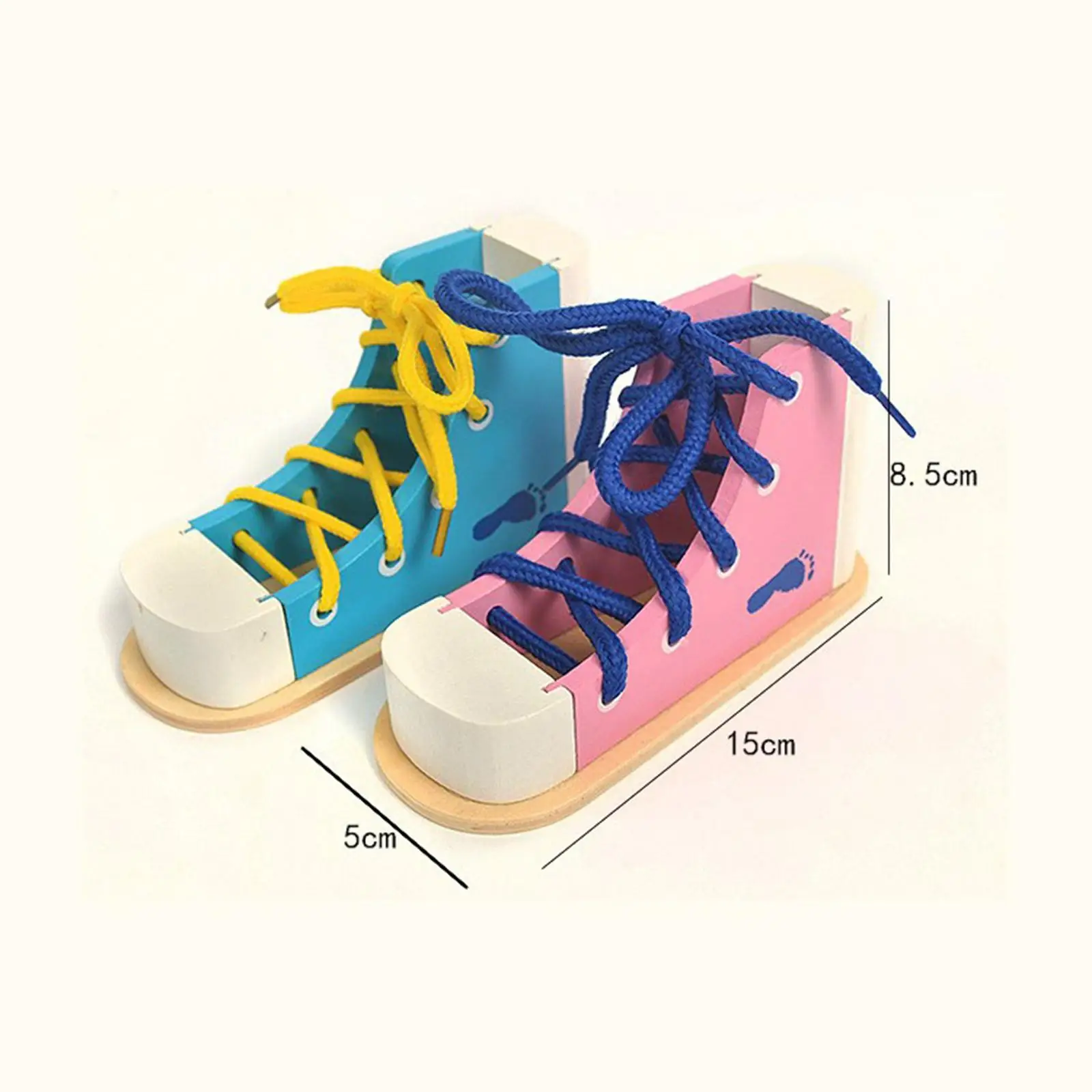 Jouet Montessori Coloré en Bois pour Apprendre à Attacher des Chaussures, Aide à la Coordination Œil et Main, pour Enfant, 2 Pièces