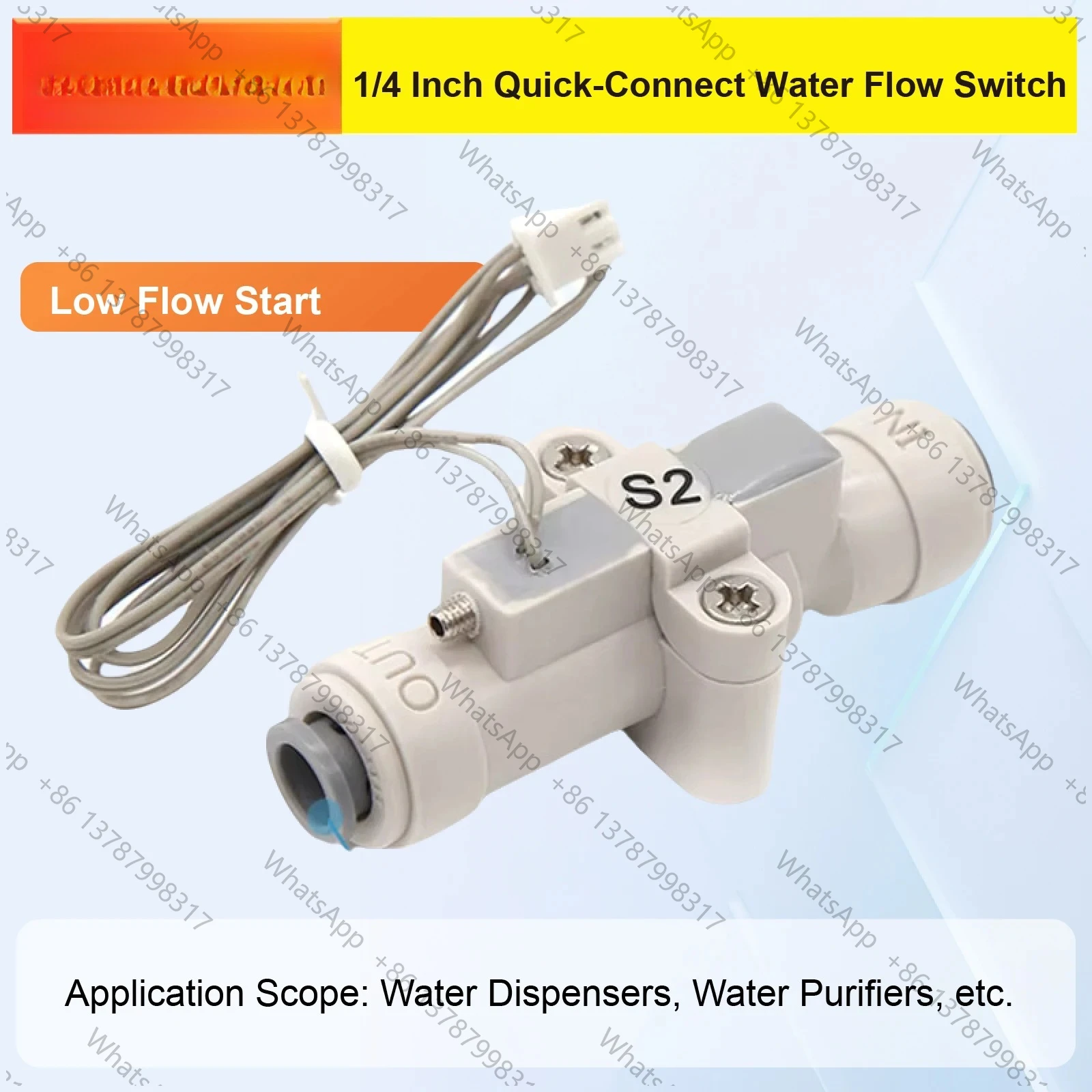S2 1/4 Inch Quick Coupling Flow Switch Sensor for RO Water System Tea Table Drinking Machine Normally Open Low Flow Start