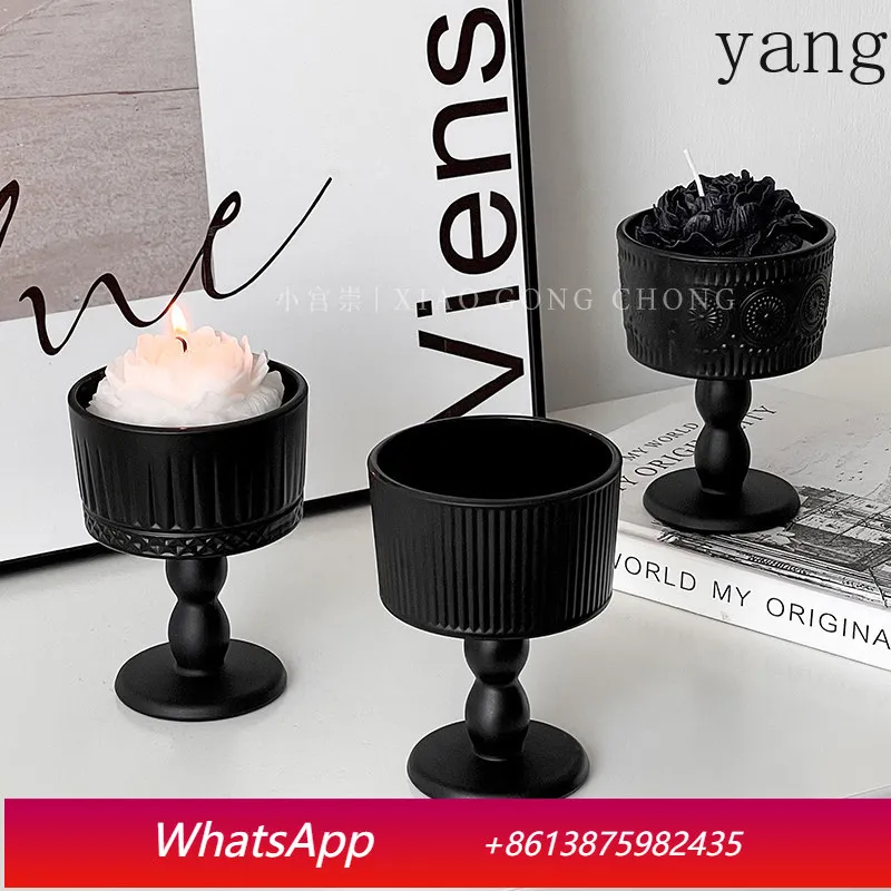 

CX retro black frosted candle candle holder high value matte glass, decorative ornament