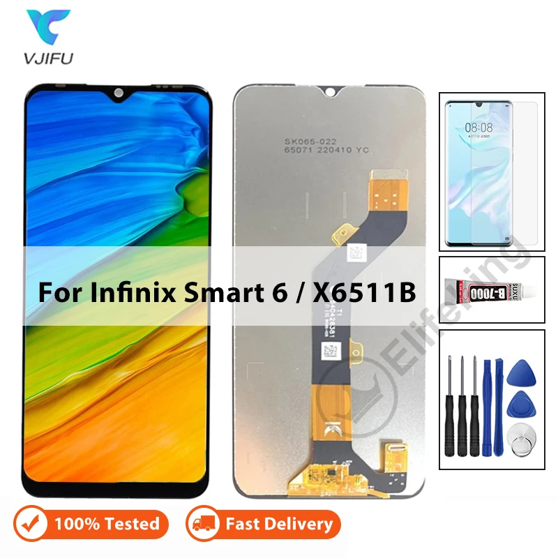 

ЖК-дисплей для Infinix Smart 6, сенсорный экран X6511B X6511 X6511E, замена дигитайзера, 100% протестирован, запчасти для ремонта