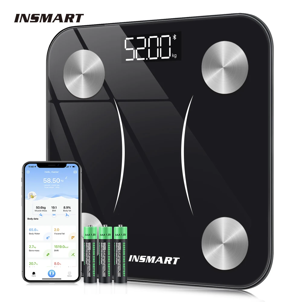 INSMART Bathroom Scale Bluetooth Smart Wireless Digital Body Weight Balance Scale with BMI Calculation for Body Fat Weight Scale