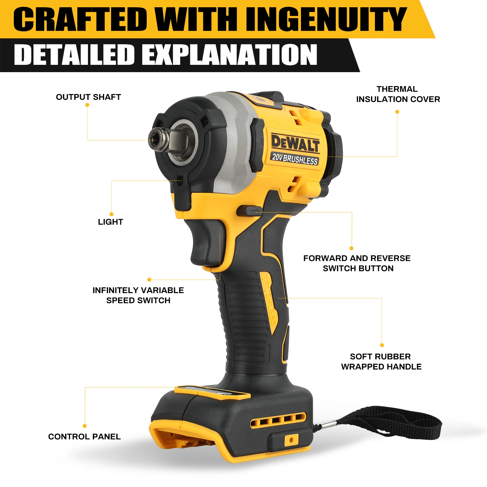 DEWALT DCF850  bare machine Impact Driver Electric Driver 20V Lithium Battery Torque tools Brushless battery screwdrivers High