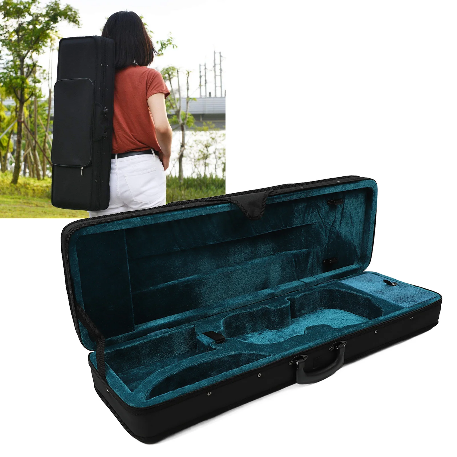 

4/4 Violin Hard Case Rectangle Oxford Cloth Foam Lightweight Violin Box For Violinist