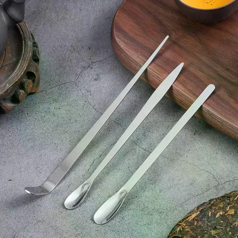 Steel Tea Needle Stick Gold Silver Matcha Spoon Tea Scoop Tea Ceremony Teaware Kitchen Tool Cleaning Pot Measuring Tea Stainless