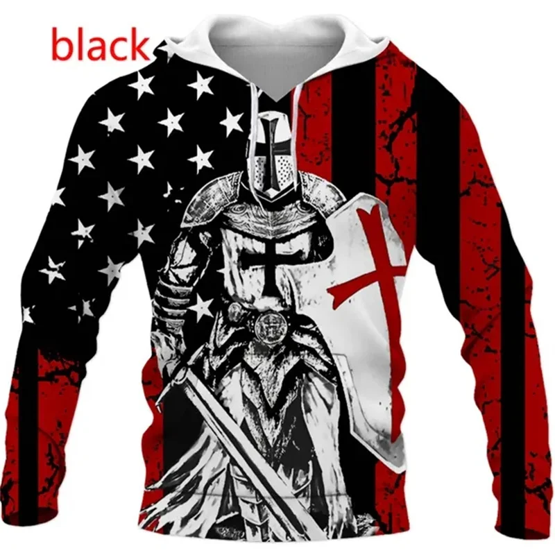 3D Knights Templar Printed Pop Hoodies For Men Order Of The Knights Templar Graphic Hooded Sweatshirts Kid Fashion Cool Pullover