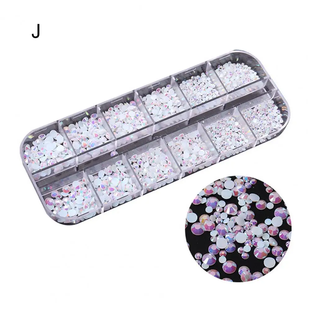 1 Doos Grote 12 Grids Kleurrijke Manicure Charm Nail Art Decor Nail Sieraden Aantrekkelijke Tonen Unieke Charme