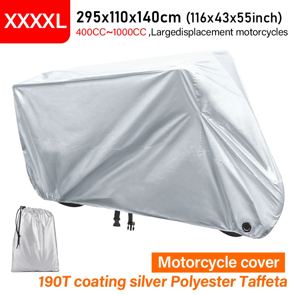 

XXXXL Motorcycle Outdoor Indoor Protective Cover Polyester Taffeta 190 Outdoor Waterproof Rain Dust UV Proof Sun Protection Case