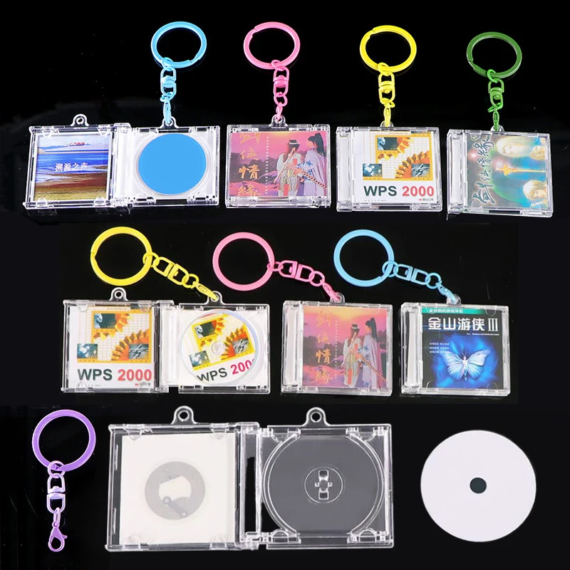 Mini Transparent Blank Album Mini CD Case Key Chain With NFC Music Playback For DIY Backpack Charm Pendant Hanging Decor