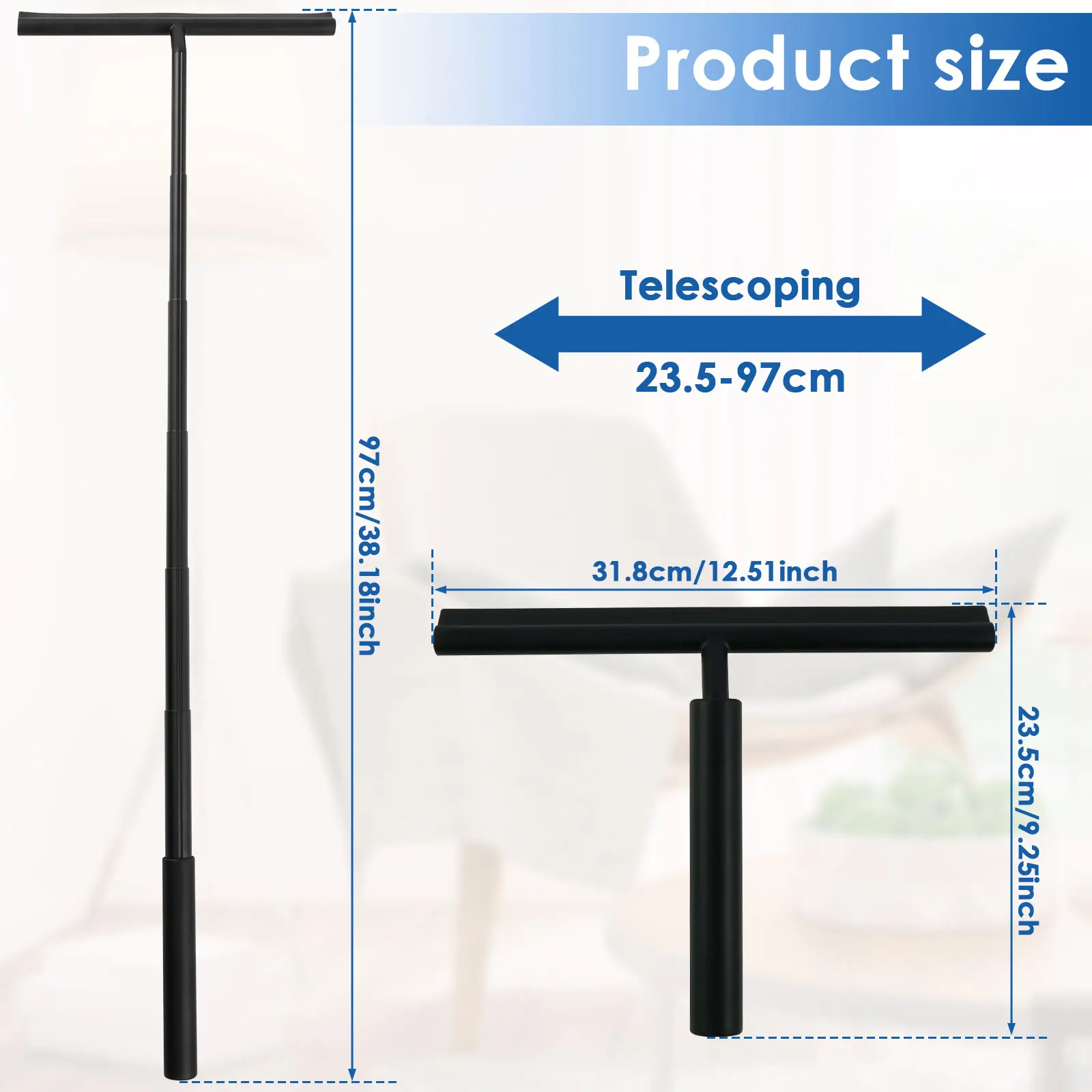 97cm Telescopic Shower Squeegee Stainless Steel Silicone Glass Door Clean Scraper with Hooks for Household Window Floor Cleaning