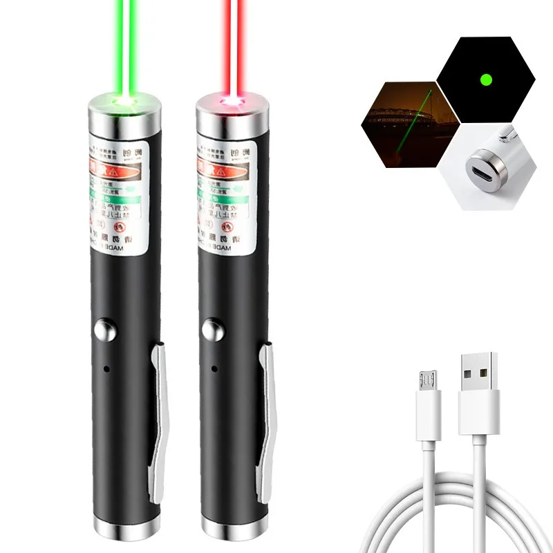 Mini puntero láser verde USB, linterna láser, linterna de entrenamiento, juguete para rizar al gato, linterna para turismo y enseñanza ﻿