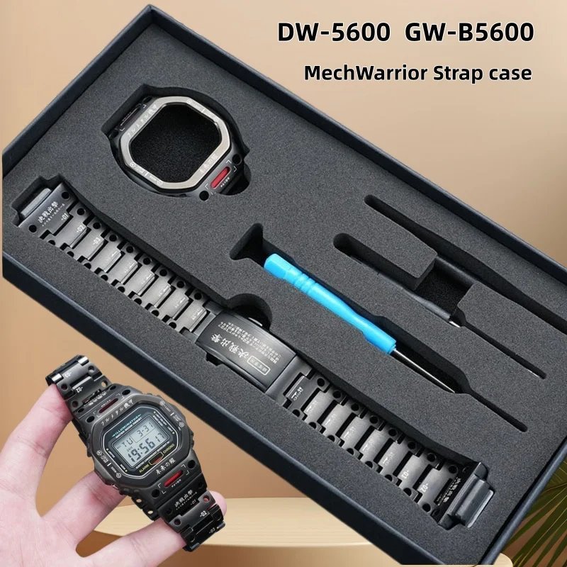 

Металлический корпус и ремешок Mod Kit MechWarrior DW5600 для часов Casio G-SHOCK DW5600 GW-B5600 GWX-5600, ремешок и безель из нержавеющей стали в стиле Mecha