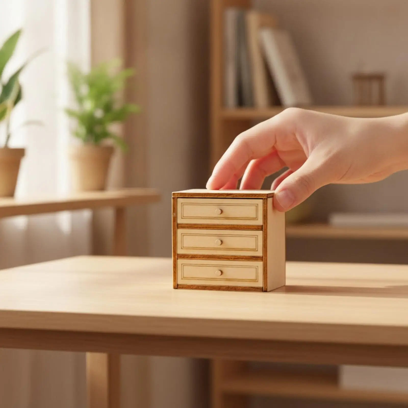 Miniature Wood Cabinet Replica Dollhouse Furniture for 1 6 Scale Doll House Accessories Tiny Decor