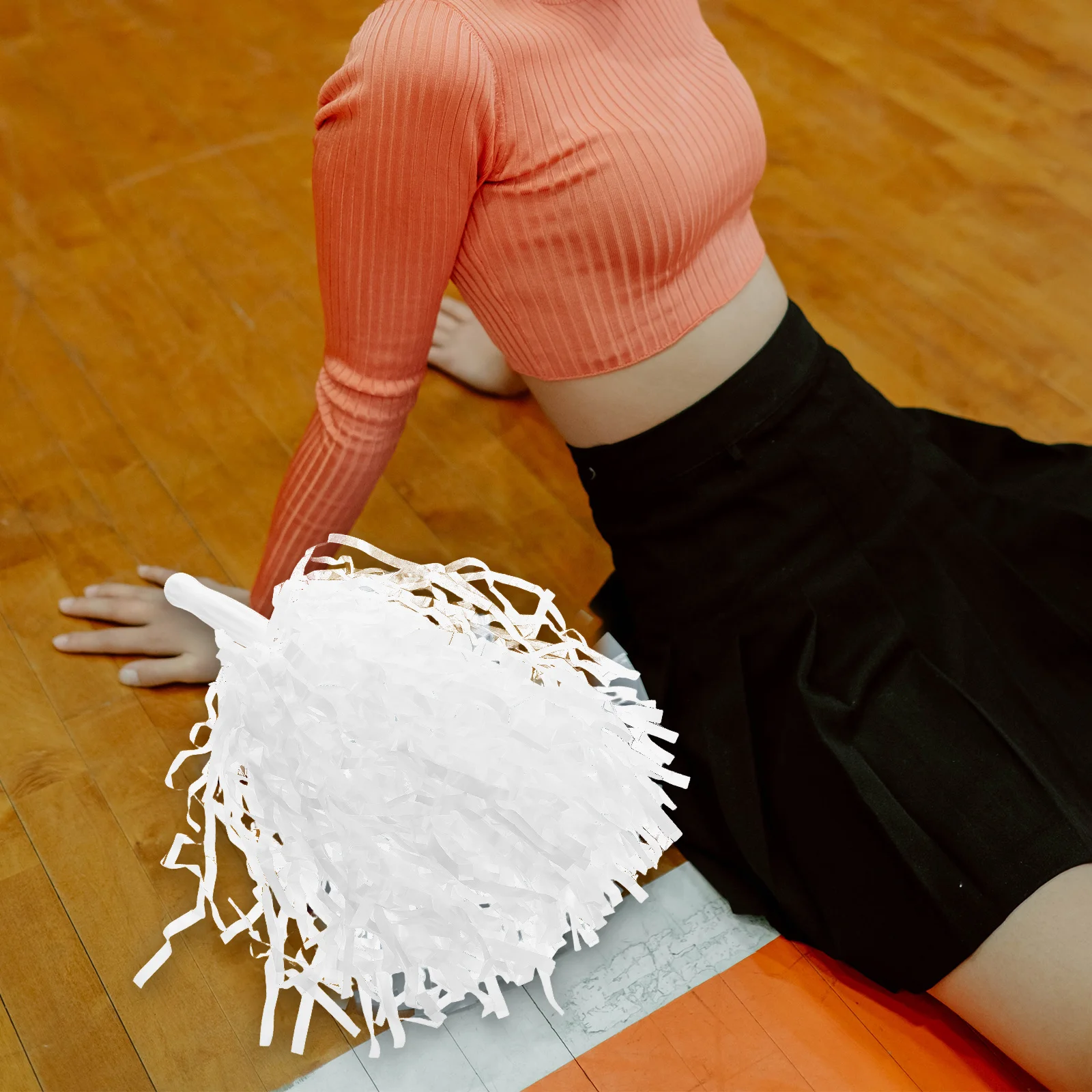 

12Pcs Cheerleading Pom Poms Metallic Hand-Held Flowers for Dance and Sports Performance Cheer Party Supplies White Pom Poms