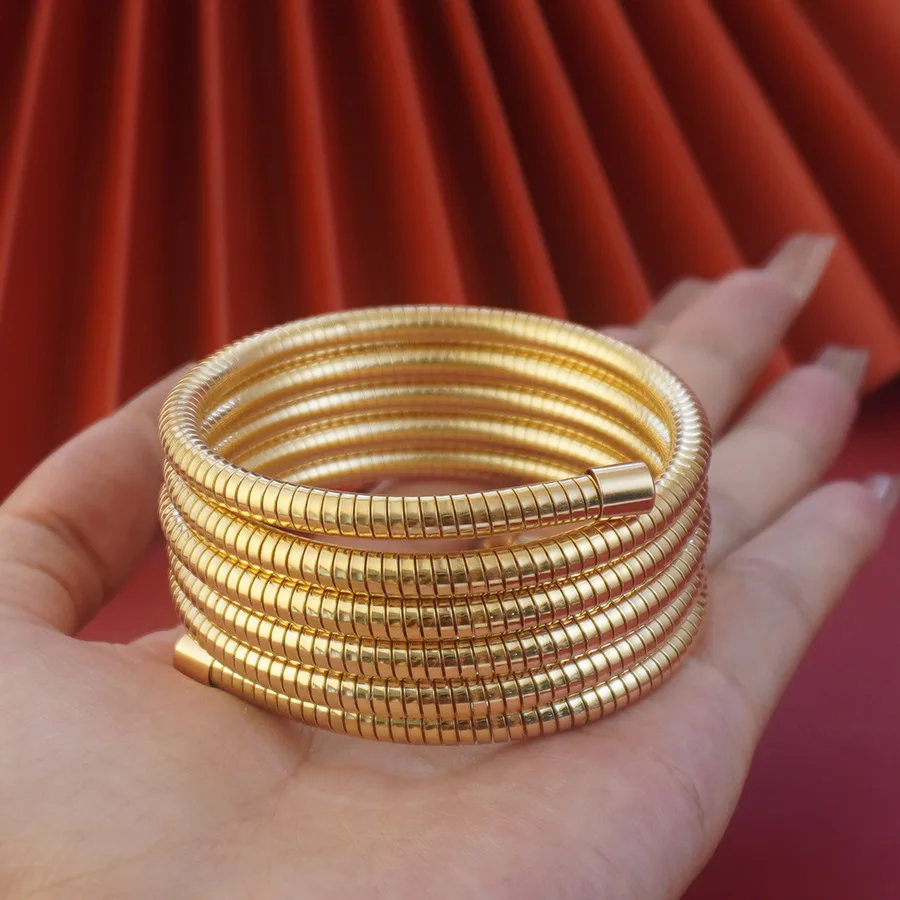 9999 gold Middle Eastern matte style high-quality spring thick retro bracelet
