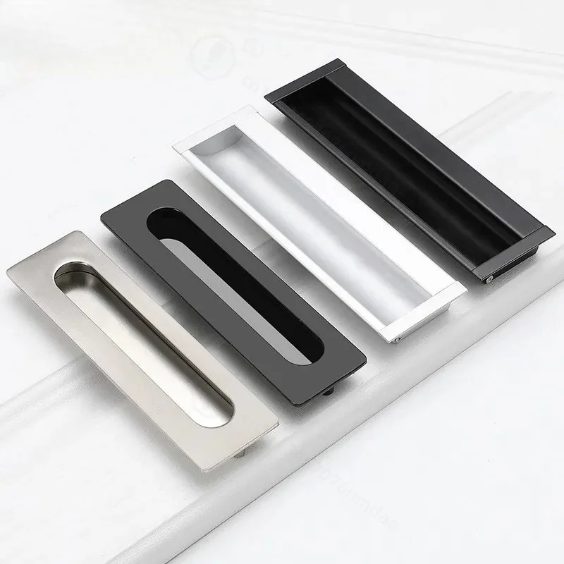 Japanese Tatami Dark Drawer Handle Embedded Floor Wardrobe Door Handle Black Modern Simple Invisible Buckle Hand