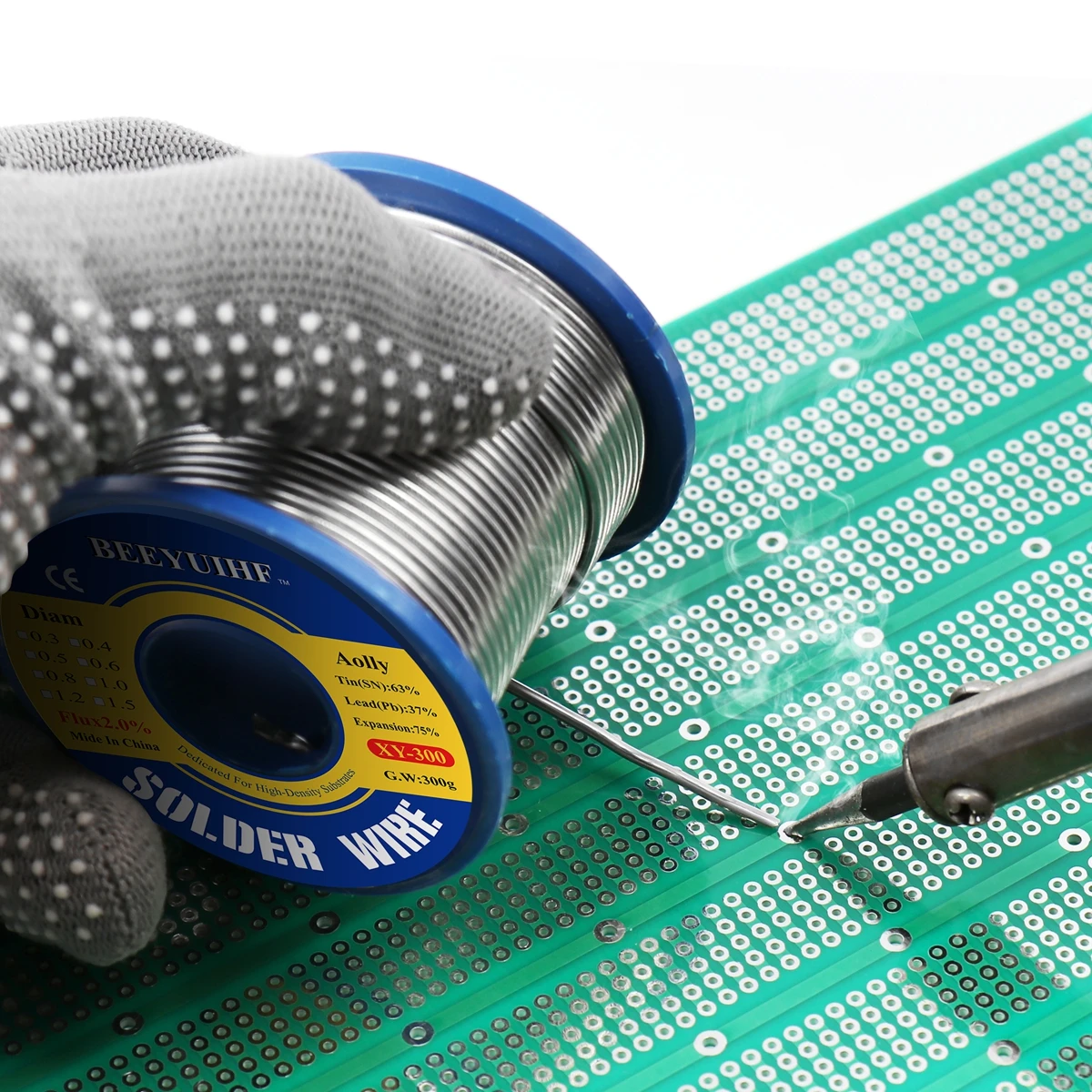300G ลวดเชื่อม Tin 63/37 0.5/0.6/0.8/1.0/1.2/1.5/2.0มม.Rosin บัดกรีลวดเชื่อมม้วน No-Clean Flux 2.0%