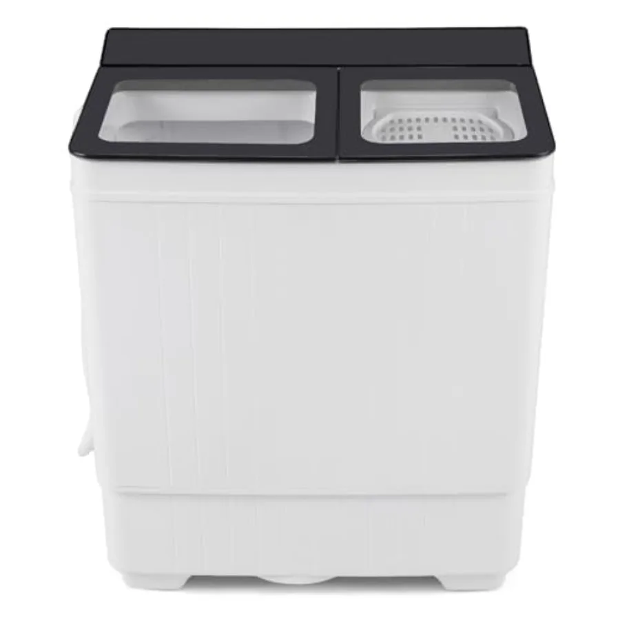 Portable Washing Machine Twin Tub 26 LBS Ccity with Built-in Drain Pump Grey+White Timer Control Laundry Machine Perfect for rt