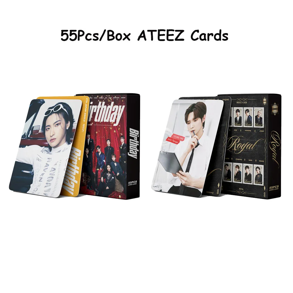 

55Pcs/Set KPOP ATEEZ 4th JAPAN SINGLE BIRTHDAY Album Photocards San Yunho Mingi Wooyoung ROYAL Selfie LOMO Cards Fans Collection