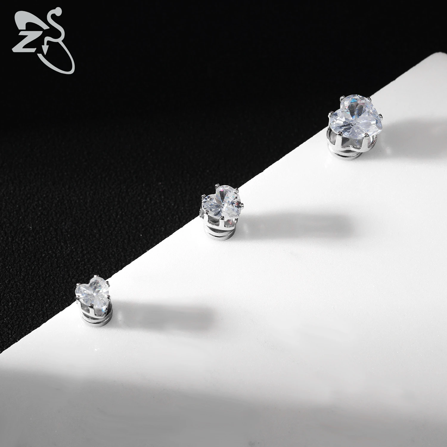 ZS 1 Stück magnetische Clip-on-Ohrringe, Stern-Herzform, CZ-Kristall-Ohrclip, kein Piercing, Ohrstecker, kein durchbohrter Ohrring-Schmuck, 4–8 mm – Detail 10