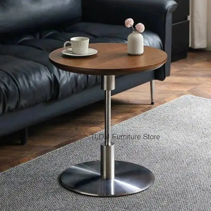round Home Nordic stainless solid wood casual coffee table steel household side tables pliante small desk living room furniture