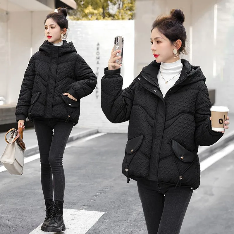 2025 Winter New Women's Warm Cotton Padded Coat Short Coat Fashion Loose Female Sslim Jacket Korean Hooded Overcoat