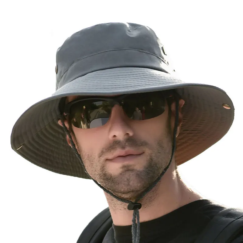 Men Bucket Hats for Men Women Summer Hiking Hat Breathable Cowboy Hat Outdoor Sun Hats Anti UV  Male Fisherman Hat Caps Black