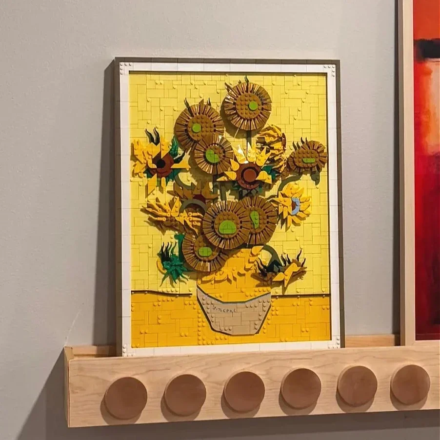 Girassóis 3d arte mural decoração blocos de construção conjuntos compatíveis com partículas legoed adequado para presentes de natal 31215