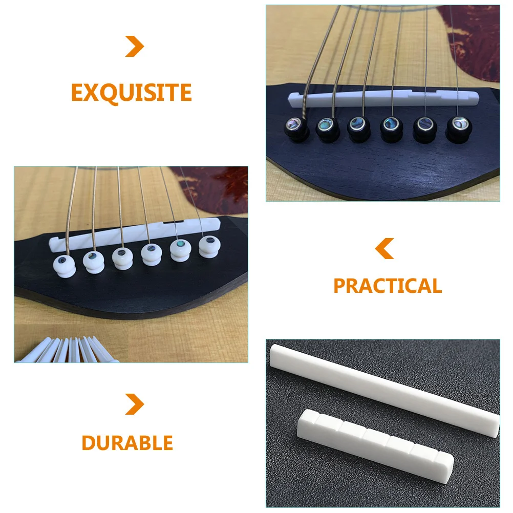 

4Pcs Guitar String Nuts Sturdy Ox Bone Bridge Saddles Essential Accessory Better Vibration Sustain Tone Guitar String Nuts