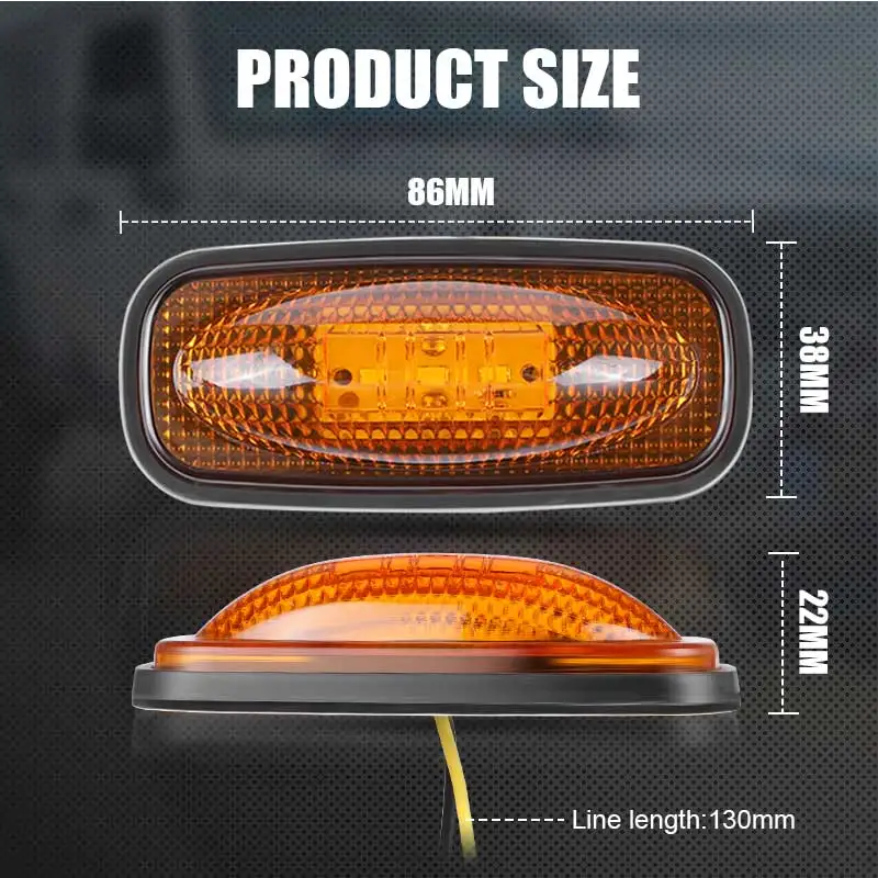 3led Truck Side Marker Light Adhesive Tape Turn Signal Lamp Rear Light Warning Stop Lamp Car Truck Trailer Tractor Lorry 12V 24V