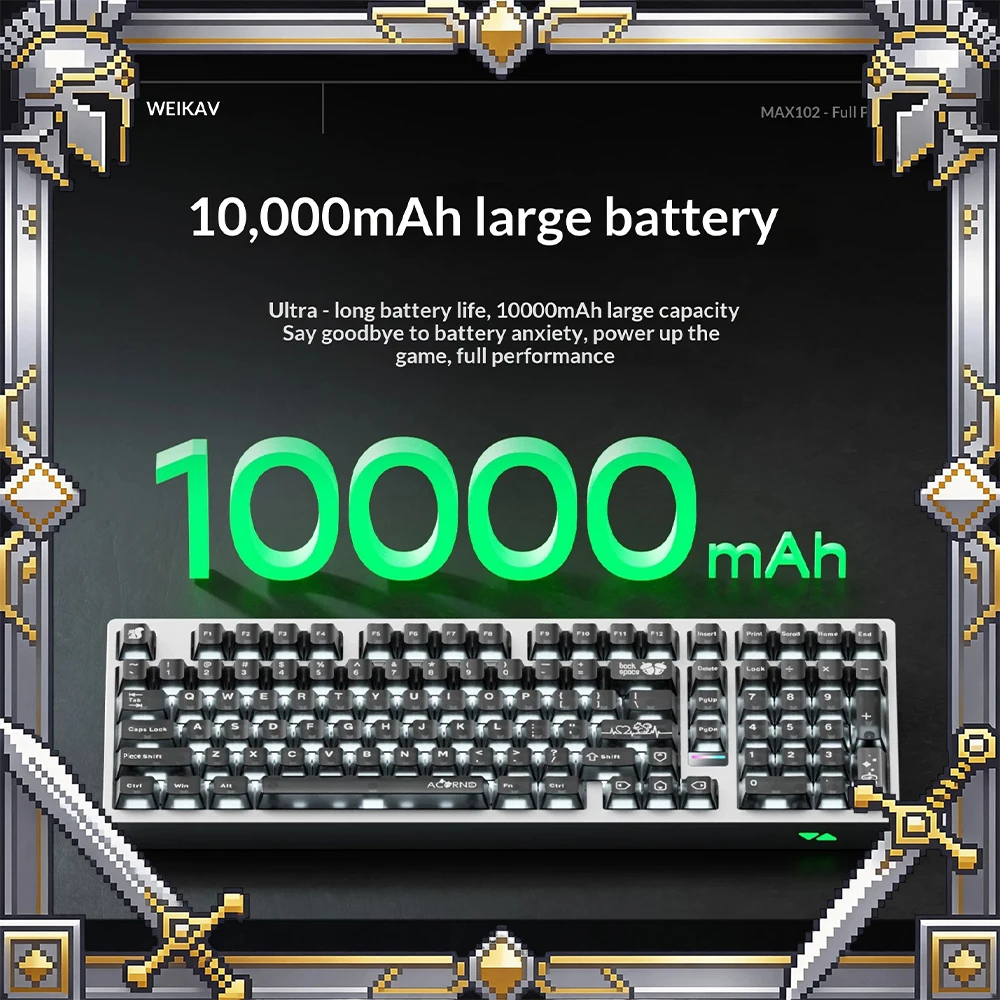 WEIKAV Max102 Wireless Keyboard High Quality Five-Layer Filling Gaming Keyboard Three-Mode Connection Silica Gel Particle GASKET