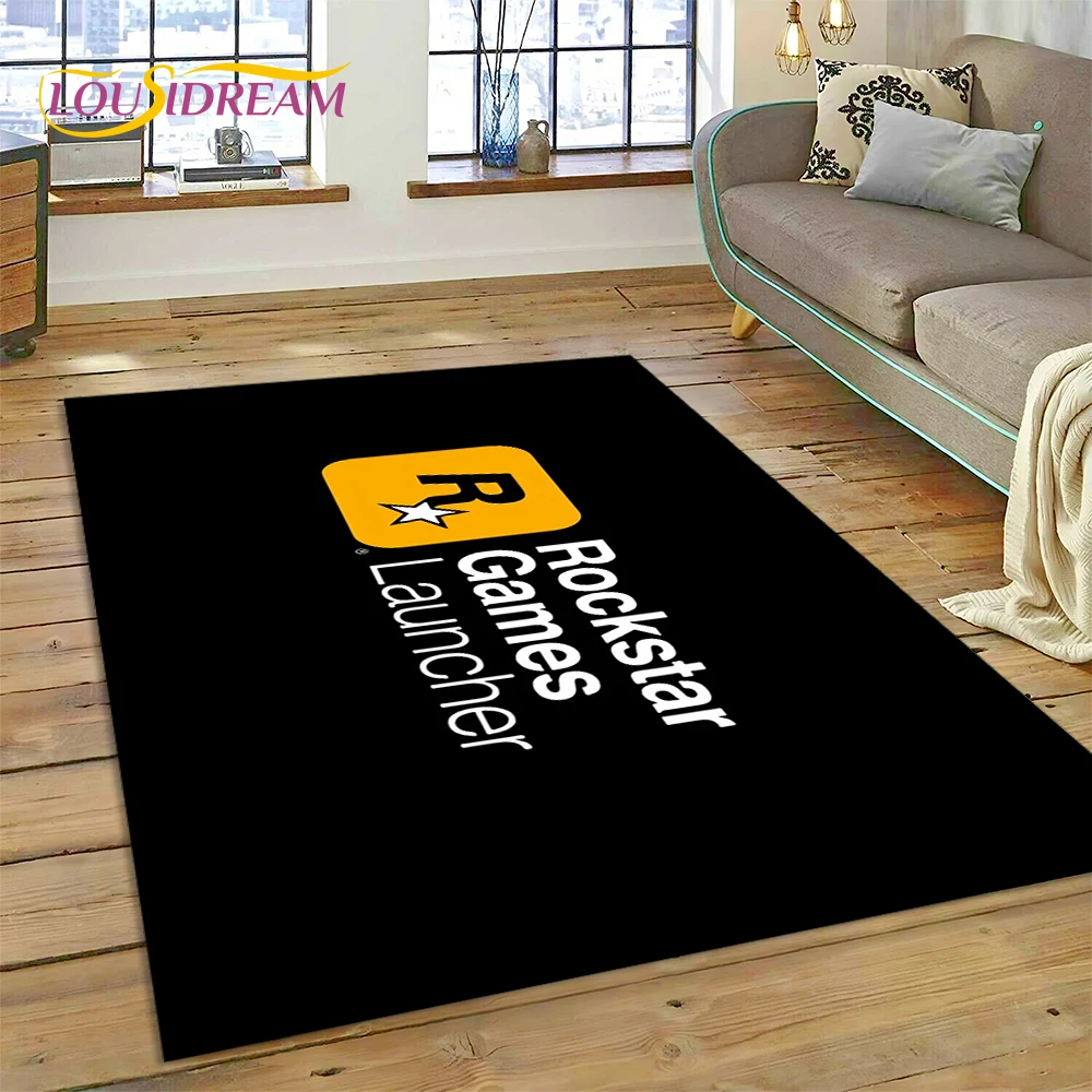 3D Rockstar Games Logo Gamer Carpet Rug for Bedroom Living Room Home Sofa Decoration,Children Play Large Decor Floor Mat Gift