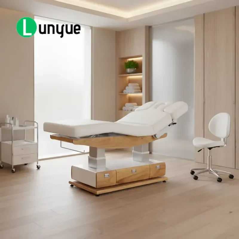 White Luxury 4 Motor Multifunctional Beauty Spa Facial Eyelash Massage Bed Treatment Sofa for Wellness Center