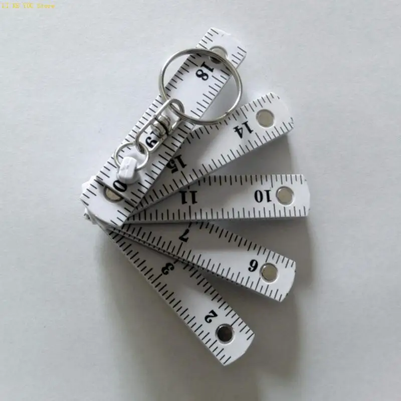 W3JE Practical 0.5 Meter Foldable Measuring Keychain With Metric Scale Plastic Pocket Ruler For Home And Outdoor Tasks