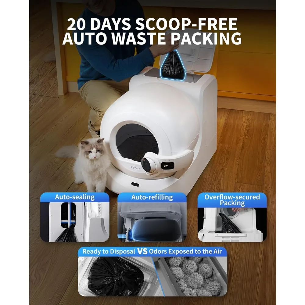 2025 New Purobot Ultra Self-Packing & AI-Powered Camera Automatic Cat Litter Box, 5G WiFi Self Cleaning Cat Litter Box