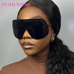 Luxury Brand Designer Oversized One Piece Sunglasses Women Men Trends Steampunk Hip Hop Y2K Outdoors Travel Sun Glasses UV400