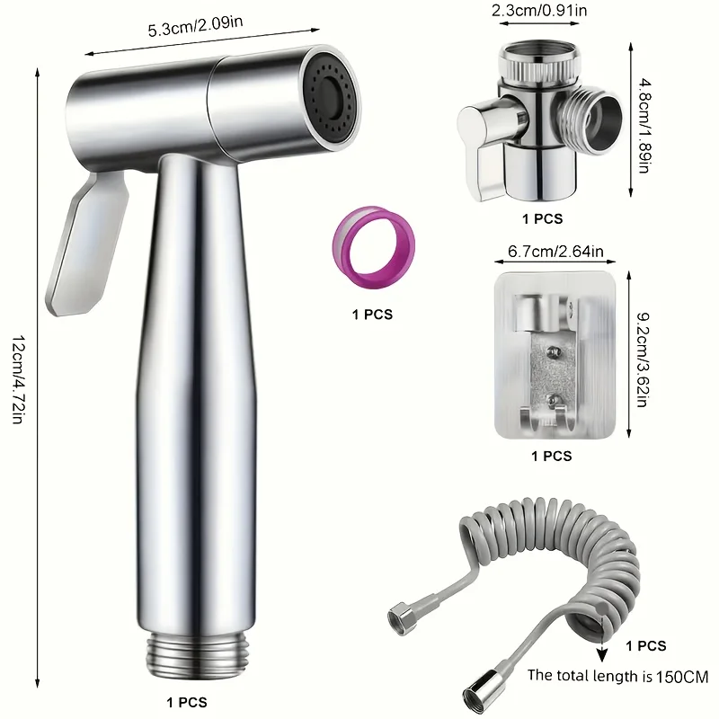 Handwashing Basin Faucet Spray Gun with Diversion Valve, Equipped with Spring Tube and Adhesive Seat, Handheld Spray Gun