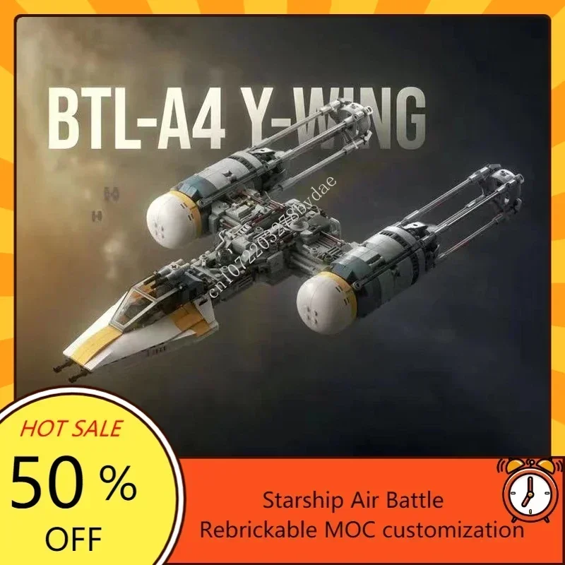 

892PCS MOC Space Battle UCS BTL-A4 Y-Wing Gold Squadron Model Custom Puzzle Technology DIY Creative Assemble Toys Gifts