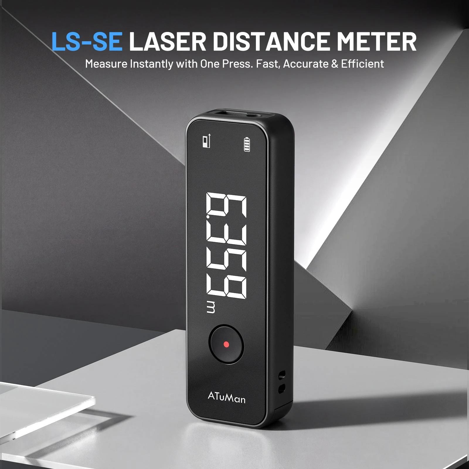ATuMan LS-SE 50m Laser-Entfernungsmesser ±2mm Genauigkeit, HD-Display, Vorder-/Hinterreferenz, m/ft/in Messung