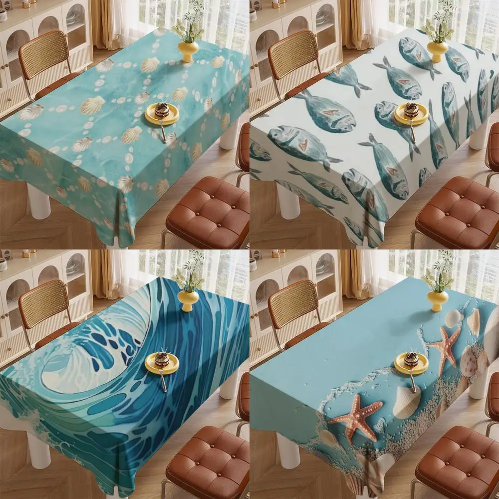 Mantel con temática del océano, mantel de cocina para restaurante, sala de estar, decoración del hogar, decoración de fiesta