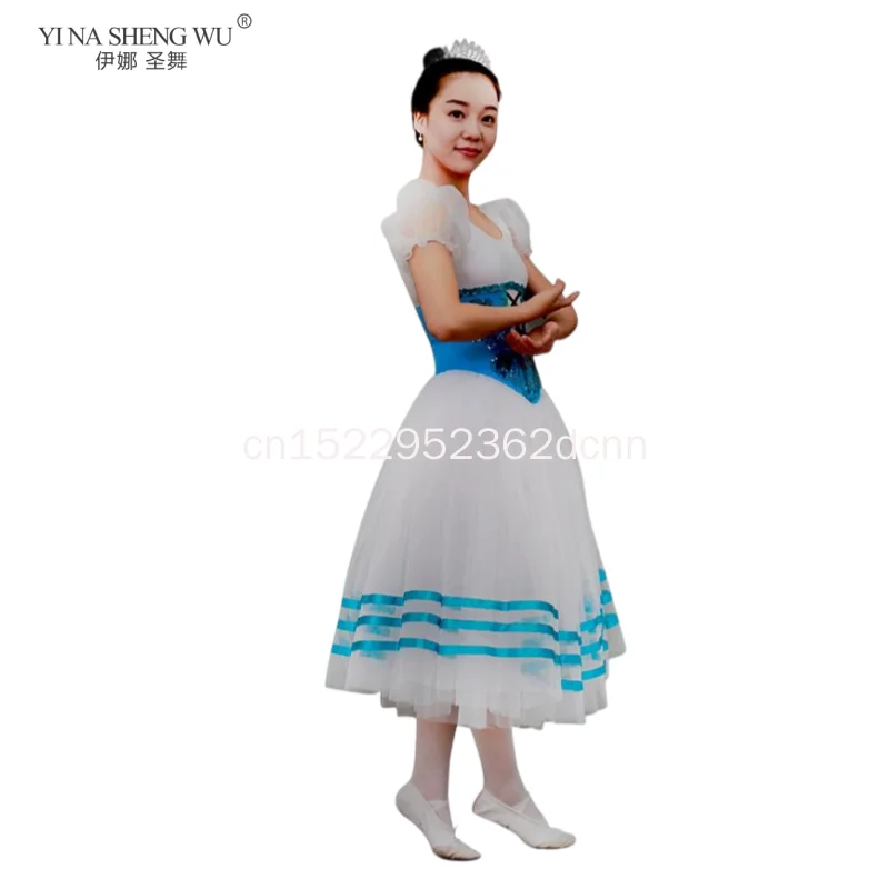 Red Giselle Ballerina Dance Tutu Dress Long Stage Performance Costume for Girls Women Elegant Ballet Dancing Gown