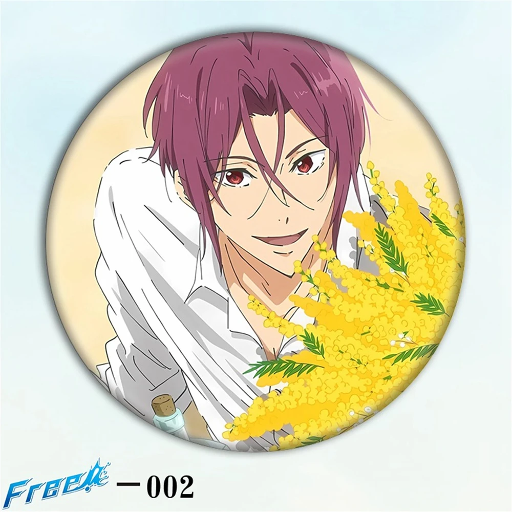 58mm Anime Free! Nanase Haruka Tachibana Makoto Cosplay COSTUME Badge Pin SPTE Tinplate Brooch﻿ Prop Gilf