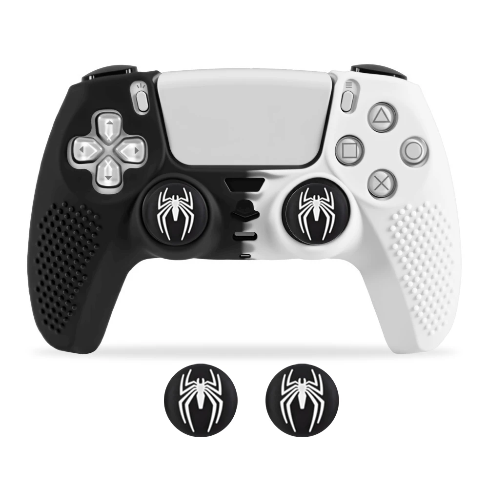 Anti-slip Silicone Skin Shell Protective Cover Case For Playstation 5 PS5 Gamepad Controller Accessories With 2pcs Grip Caps