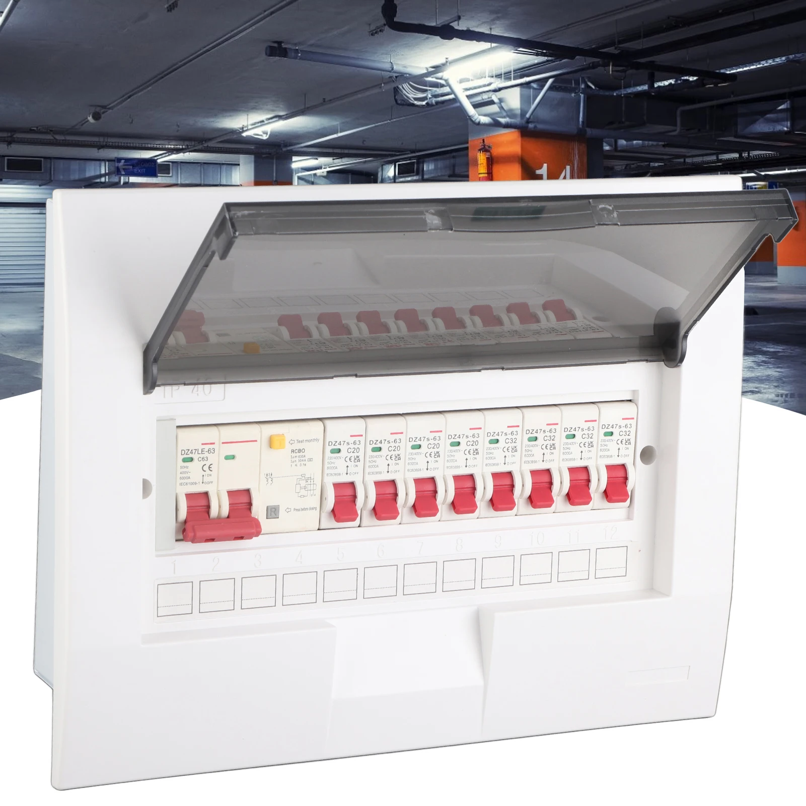 

63A 230/400V Distribution Box Indoor Lighting Concealed 8 Way 2P Leakage Protection Switch