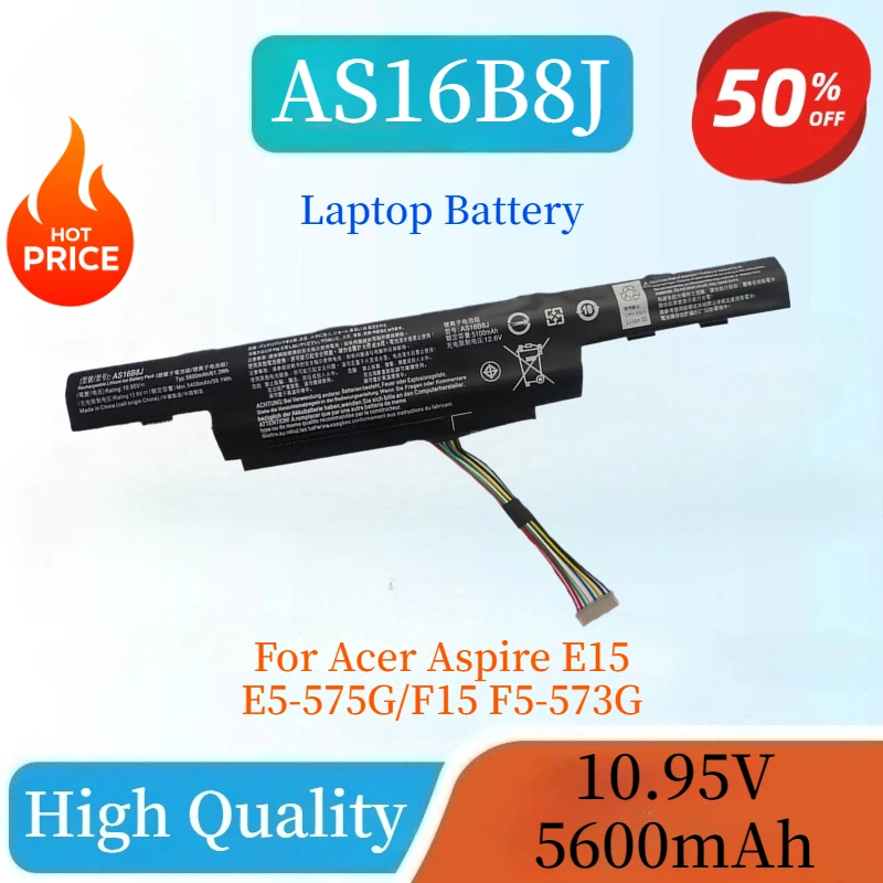 

High Quality 10.95V 5600mAh Laptop Battery AS16B8J AS16B5J For Acer Aspire E15 E5-575G/F15 F5-573G Replacement Notebook Battery