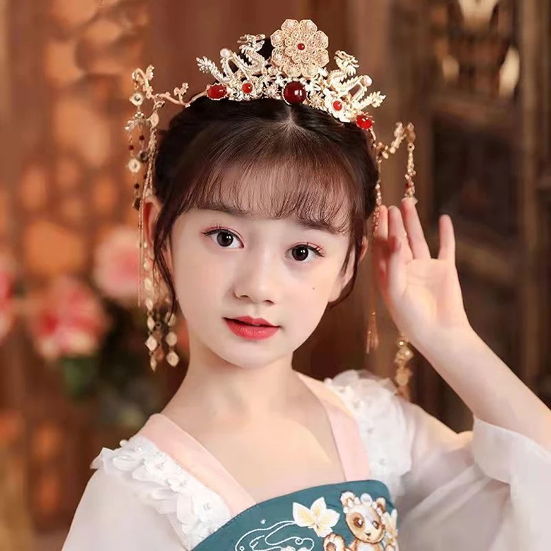 New#Tassel Headband Hanfu Hair Accessories Crowns Tiaras Wedding Party Bridal Headpiece For Xiuhe Dress - view 5