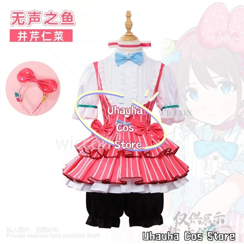 Nina Iseri Cosplay Anime Mädchen Band Cry Kostüm Rosa Lolita Rock Prinzessin Kleid Perücke Frau Sexy Kawaii Karneval Anzug Angepasst