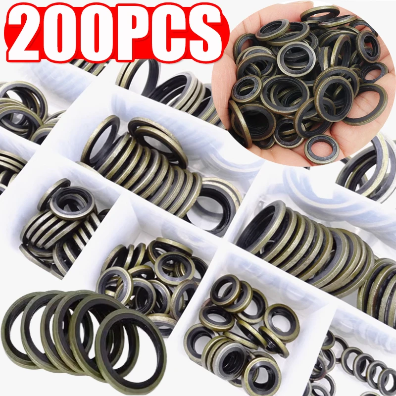 Car Oil Pan Drain Gasket Kit Drainage Bolt Pad Rubber Oil Drain Plug Gasket Replaceable Washer Seal Set M6 M8 M10 M12 M14 M16