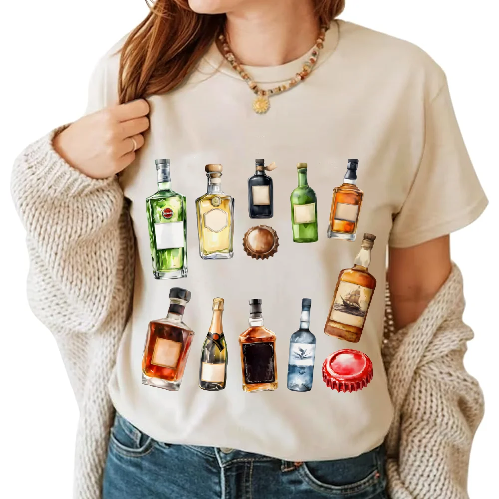 

Wine Elements, Fashion, Summer 2025 Tee, Y2k Women's T-Shirt, Cute Hand-Painted Bunny, Korean Graphic Style, Oversized Comfort