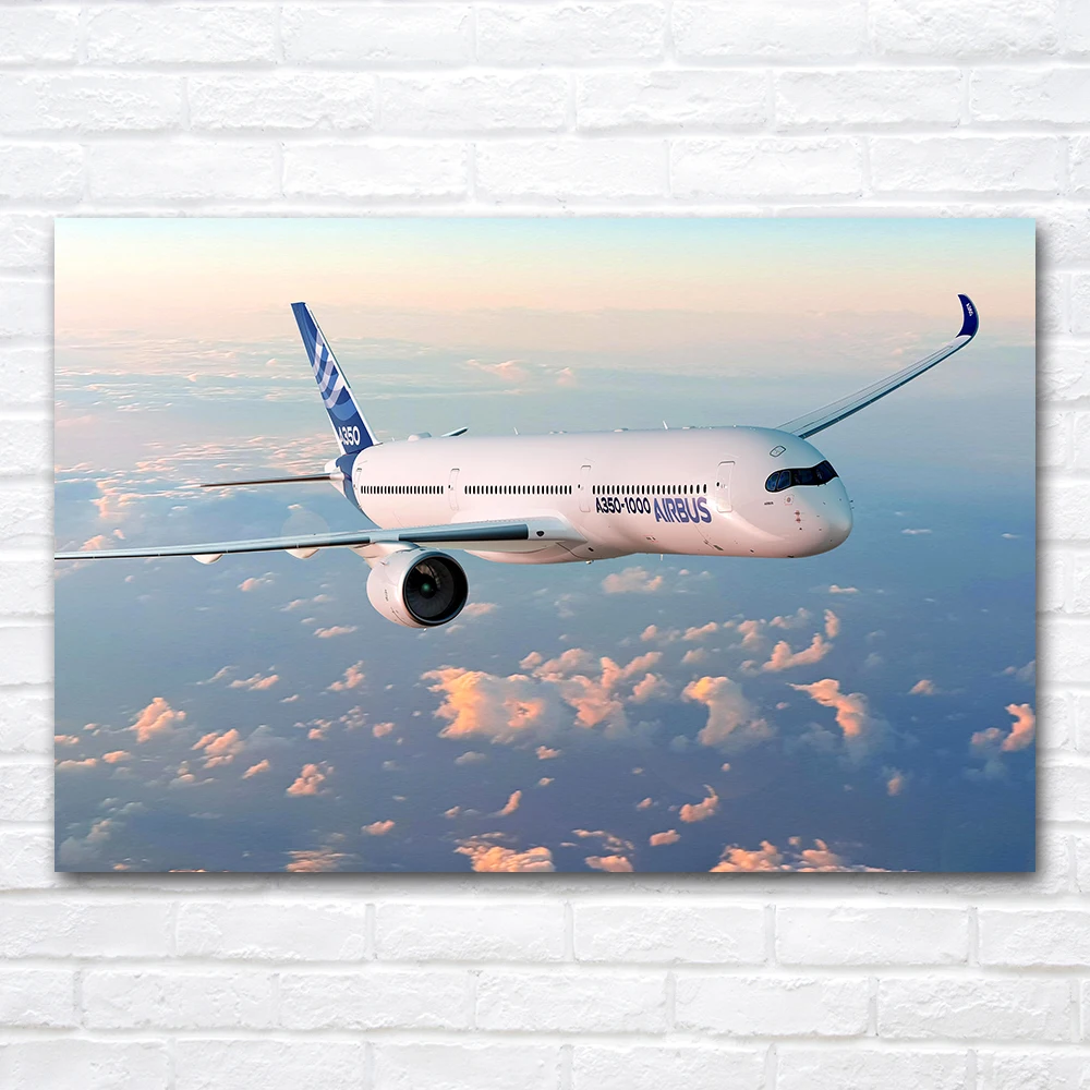 Airbus A350-1000 Aeroplane Poster Canvas Painting Wall Art Pictures Print For Living Room Home Decor Items Illustration